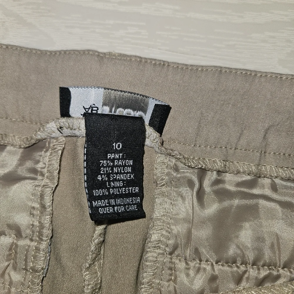 AB StudioTan Khaki Stretch Chino Dress Pants Size 10 Rayon Blend Career Trousers - Picture 4 of 9